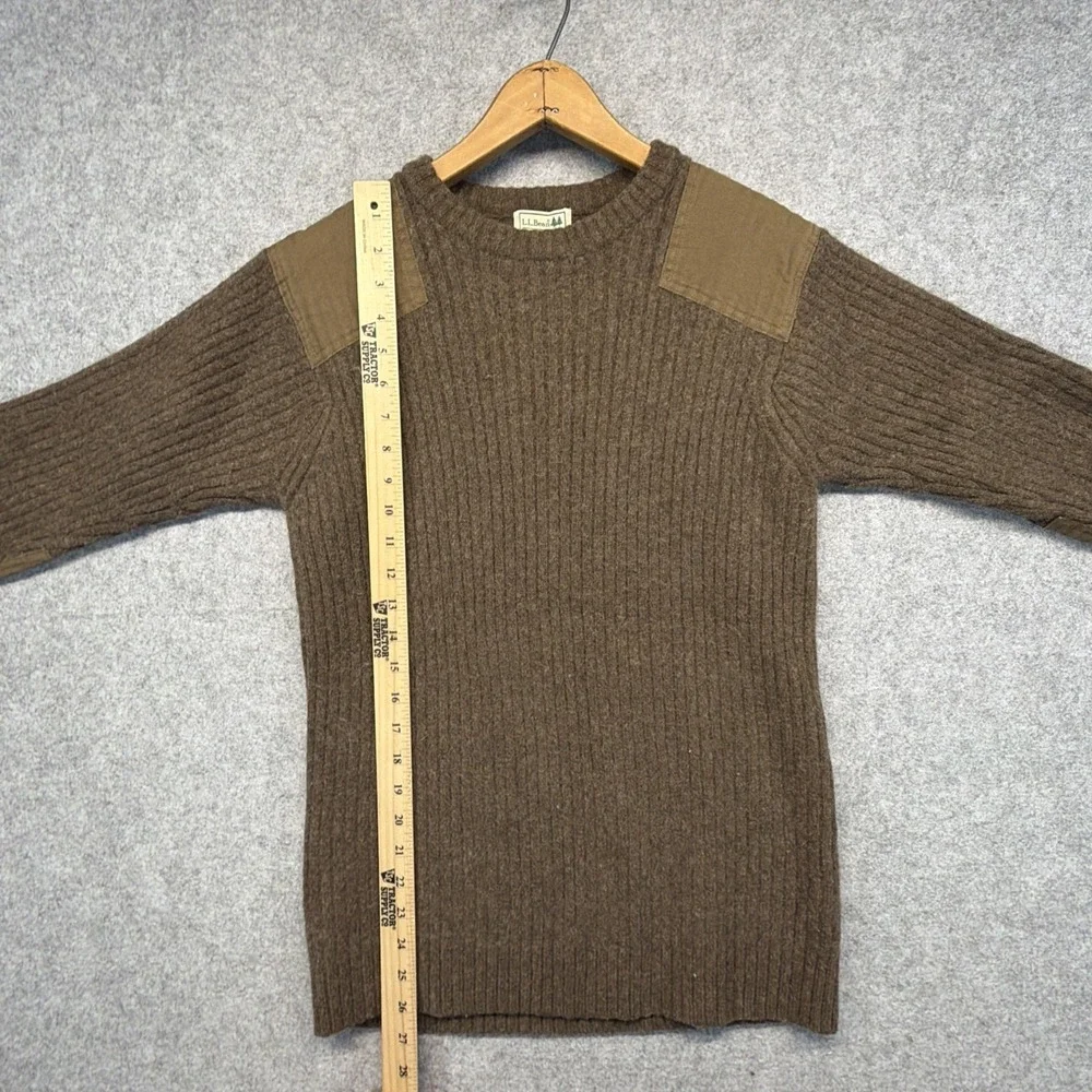 LL Bean Commando Sweater Mens Large Tall Lambswool Ribbed Brown